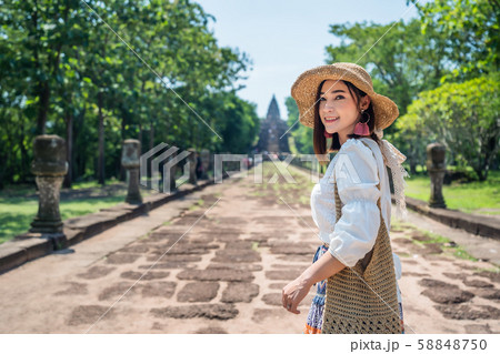 woman visit Prasat Khao Phanom Rung Historical woman visit Prasat Khao Phanom Rung Historical 58848750