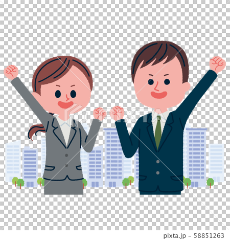 やる気に溢れている会社員のイラストのイラスト素材