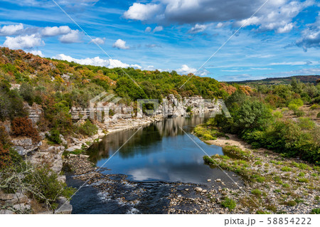 Landscape view near Balazuc in France, Ardeche district Landscape view near Balazuc in France, Ardeche district 58854222
