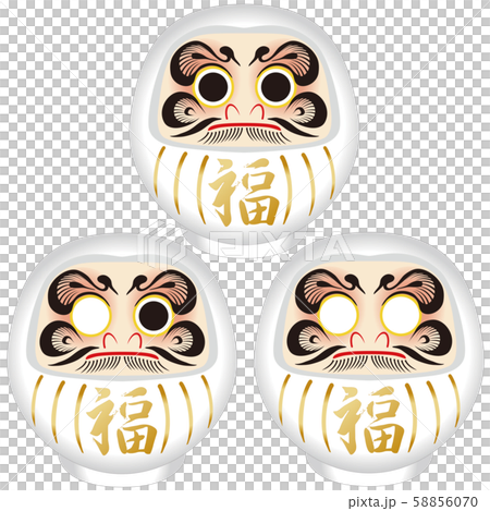 New Year's card material white daruma set 58856070