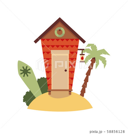 Bungalow or house for activities and surfing flat vector illustration isolated. 58856128