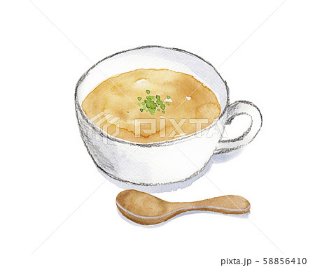 スープ 水彩イラストのイラスト素材