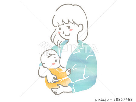 赤ちゃんに授乳しているお母さんのイラストのイラスト素材