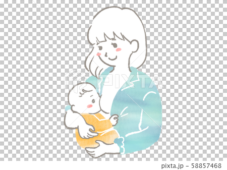 Illustration of a mother breast feeding a baby Illustration of a mother breast feeding a baby 58857468