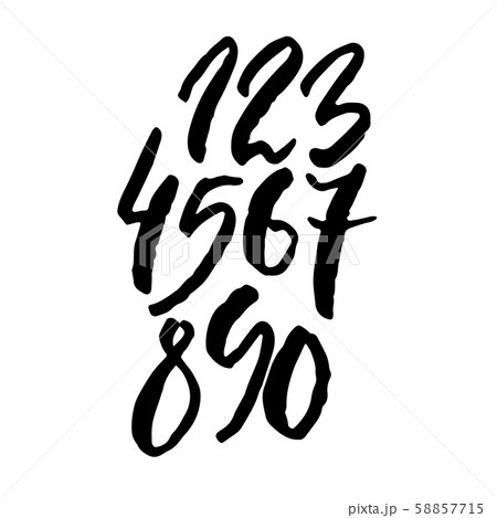 Set of grunge handdrawn numbers. Modern dry brush lettering. Vector illustration. 58857715