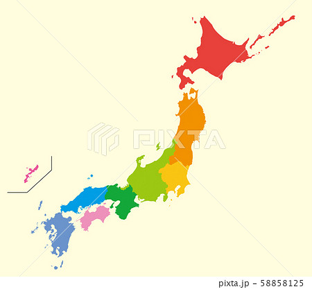 日本地図　素材　高品質　高精細　線画　白地図　日本列島 58858125