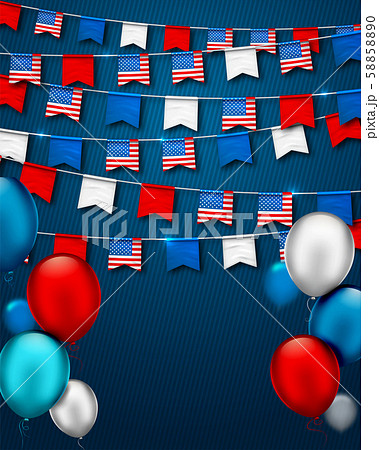 Garlands of USA flags. National holiday in America Garlands of USA flags. National holiday in America 58858890
