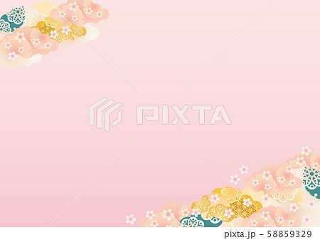 背景素材-桜と雲柄し-1 58859329