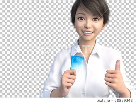 クレジットカードを持つ女性　perming3DCG イラスト素材 58859348