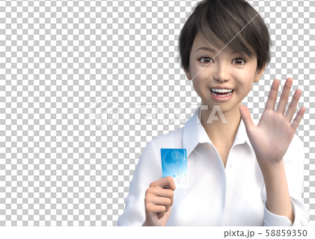 Woman with credit card perming3DCG illustration material 58859350