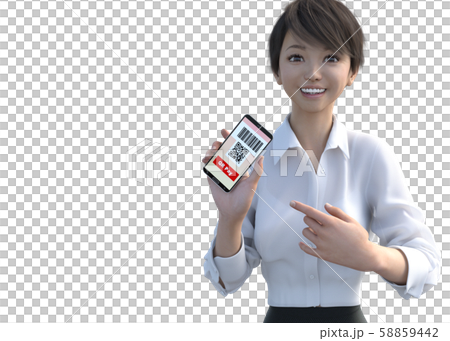 スマホ決済する女性女性　perming3DCG イラスト素材 58859442