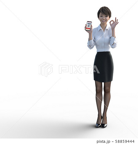 スマホ決済する女性女性 perming3DCG イラスト素材 スマホ決済する女性女性 perming3DCG イラスト素材 58859444