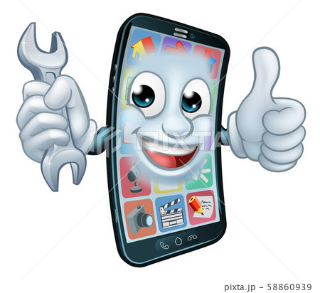Mobile Phone Repair Spanner Thumbs Up Cartoon Mobile Phone Repair Spanner Thumbs Up Cartoon 58860939