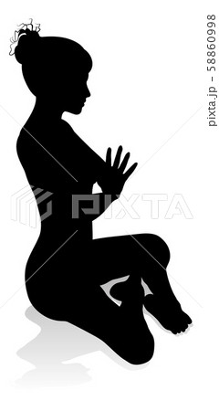 Yoga Pilates Pose Woman Silhouette 58860998
