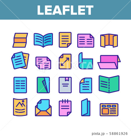 Leaflet Paper Collection Elements Icons Set Vector 58861926