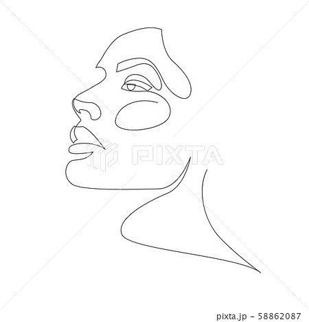 One line girl or woman portrait design. Hairstyle, fashion concept, woman beauty minimalist, vector 58862087