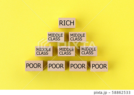 富裕層と中間層と貧困層のピラミッド 58862533