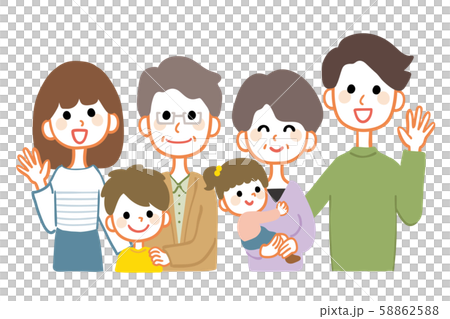 Three generation family gathering upper body 58862588