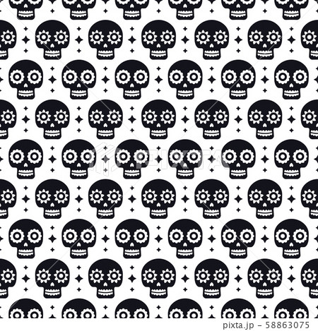 Day of the dead seamless pattern with skulls on white background. Traditional mexican Halloween 58863075