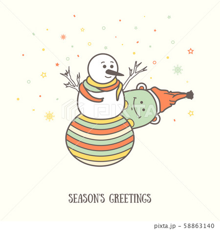 Christmas background with funny cartoon personage 58863140