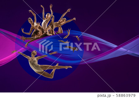 The group of modern ballet dancers. Contemporary art ballet 58863979