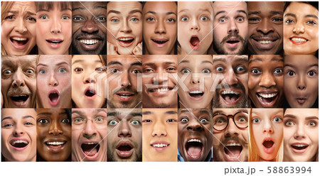 Close up portrait of young people full of expression Close up portrait of young people full of expression 58863994