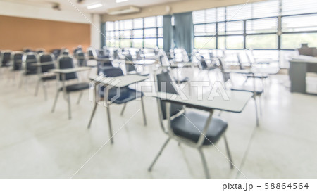 Blur classroom education background empty school class lecture room interior view, no teacher nor student 58864564