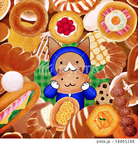 たくさんのパンと、美味しくいただく猫さん たくさんのパンと、美味しくいただく猫さん 58865288