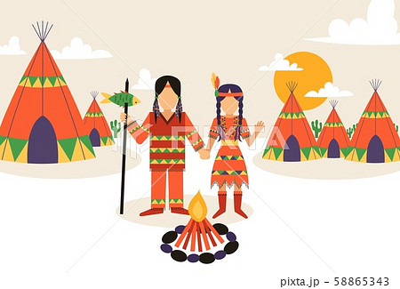 Native American Settlement Vector のイラスト素材