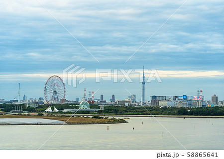 夕暮れの葛西臨海公園 千葉からの風景 夕暮れの葛西臨海公園 千葉からの風景 58865641
