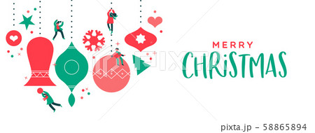 Merry Christmas banner cute people ornament bauble 58865894