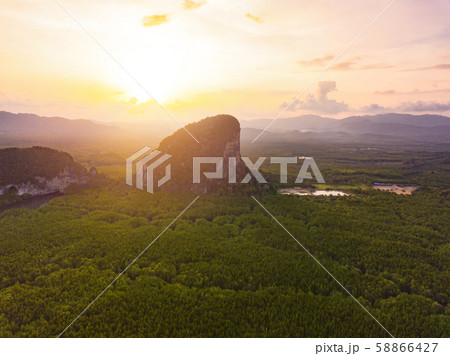 Aerial top view of Samet Nangshe and tropical 58866427
