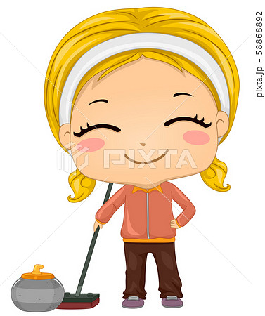 Kid Girl Curling Illustration 58868892