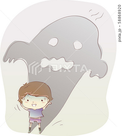 Kid Boy Scary Story Pretend Illustration 58868920