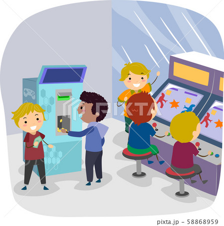 Stickman Kids Token Machine Arcade Illustration Stickman Kids Token Machine Arcade Illustration 58868959