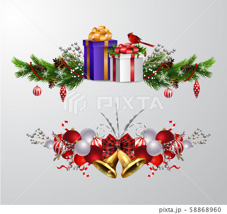 Christmas decorations with fir tree golden jingle bells Christmas decorations with fir tree golden jingle bells 58868960