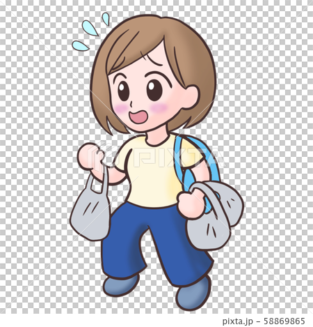 女性 急いで買い物のイラスト素材