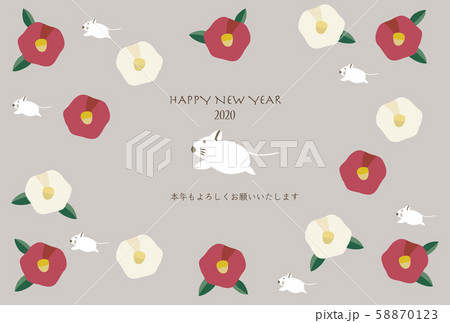 ネズミ 椿の花パターン 年賀状 ネズミ 椿の花パターン 年賀状 58870123