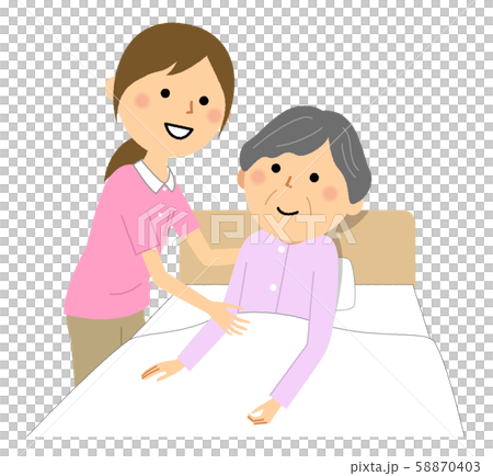 就寝する高齢者 介護スタッフ 就寝する高齢者 介護スタッフ 58870403