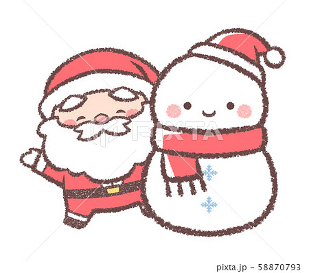 サンタと雪だるまクリスマスのイラスト素材