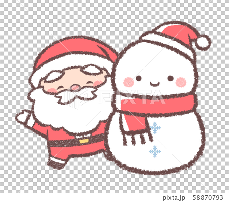 サンタと雪だるまクリスマスのイラスト素材