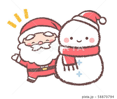 サンタと雪だるまクリスマス 記号付きのイラスト素材