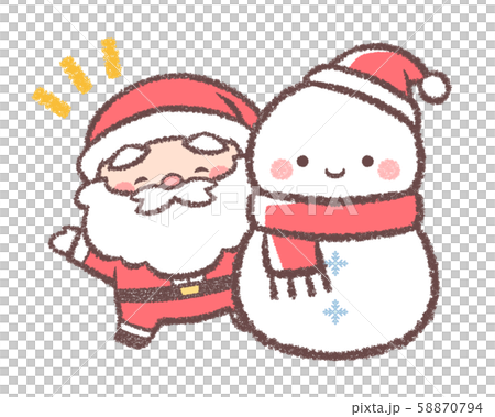 サンタと雪だるまクリスマス-記号付きのイラスト素材 [58870794] - PIXTA