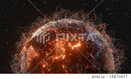 Connection lines and dots around Earth globe 58870857