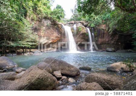 Haewsuwat waterfall in Khao Yai National Park, Haewsuwat waterfall in Khao Yai National Park, 58871401