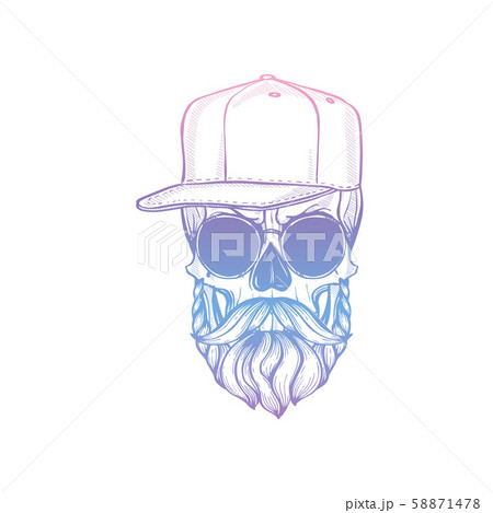 Angry skull with cirly hairstyle 58871478