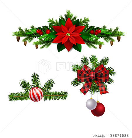 Christmas decorations with fir tree golden jingle bells 58871688