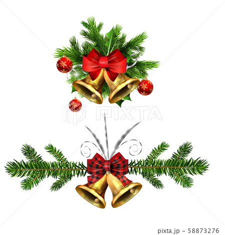 Vector christmas bells with christmas tree decorations 58873276