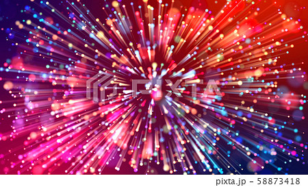 Abstract explosion of multicolored shiny particles or light rays like laser show. 3d render abstract Abstract explosion of multicolored shiny particles or light rays like laser show. 3d render abstract 58873418