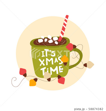 Isolated cute hot cocoa and chocolate 58874382
